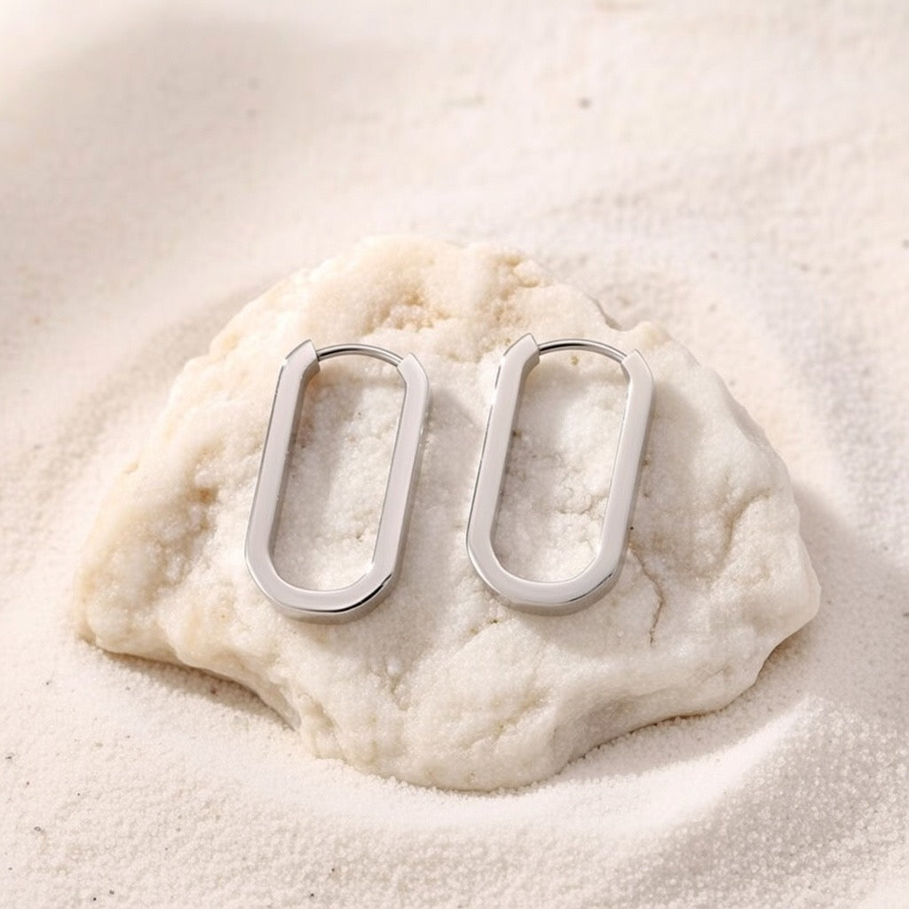 Celine ~ Silver oval hoops image 2