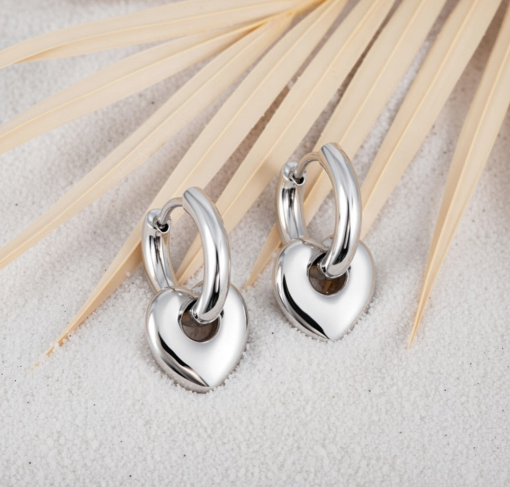 Gracie ~ Silver heart earrings image 1
