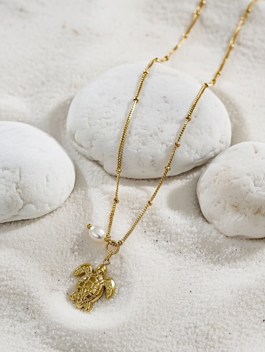 Quinney ~ Sea Turtle FreshwaterPearl necklace image 2