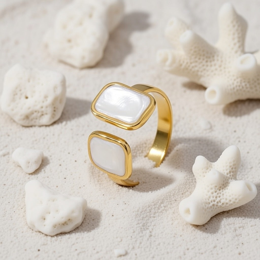 Jade ~ White Abstract Ring image 3