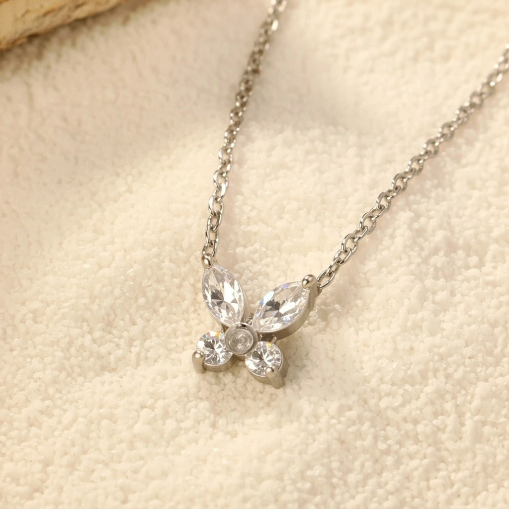 Junie ~ Silver CZ butterfly necklace image 4