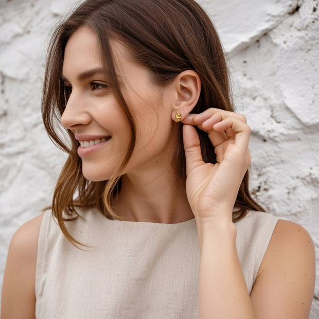 Flora ~ Dainty flower petal earrings gold image 0