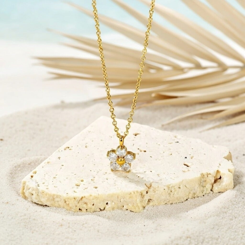 Trinity ~ Dainty CZ flower necklace image 3