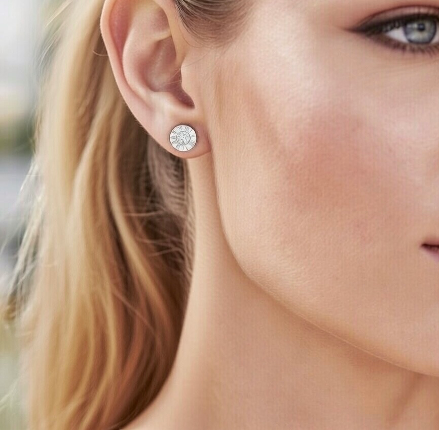 Lennie ~ Silver roman numerals studs image 1
