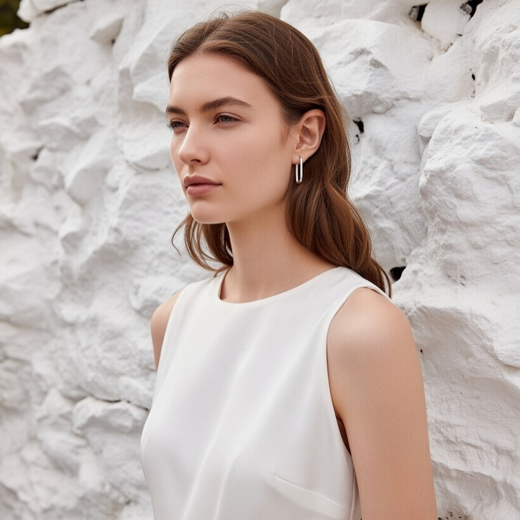 Celine ~ Silver oval hoops image 1
