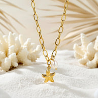 Alyssa ~ Starfish and pearl necklace image 1
