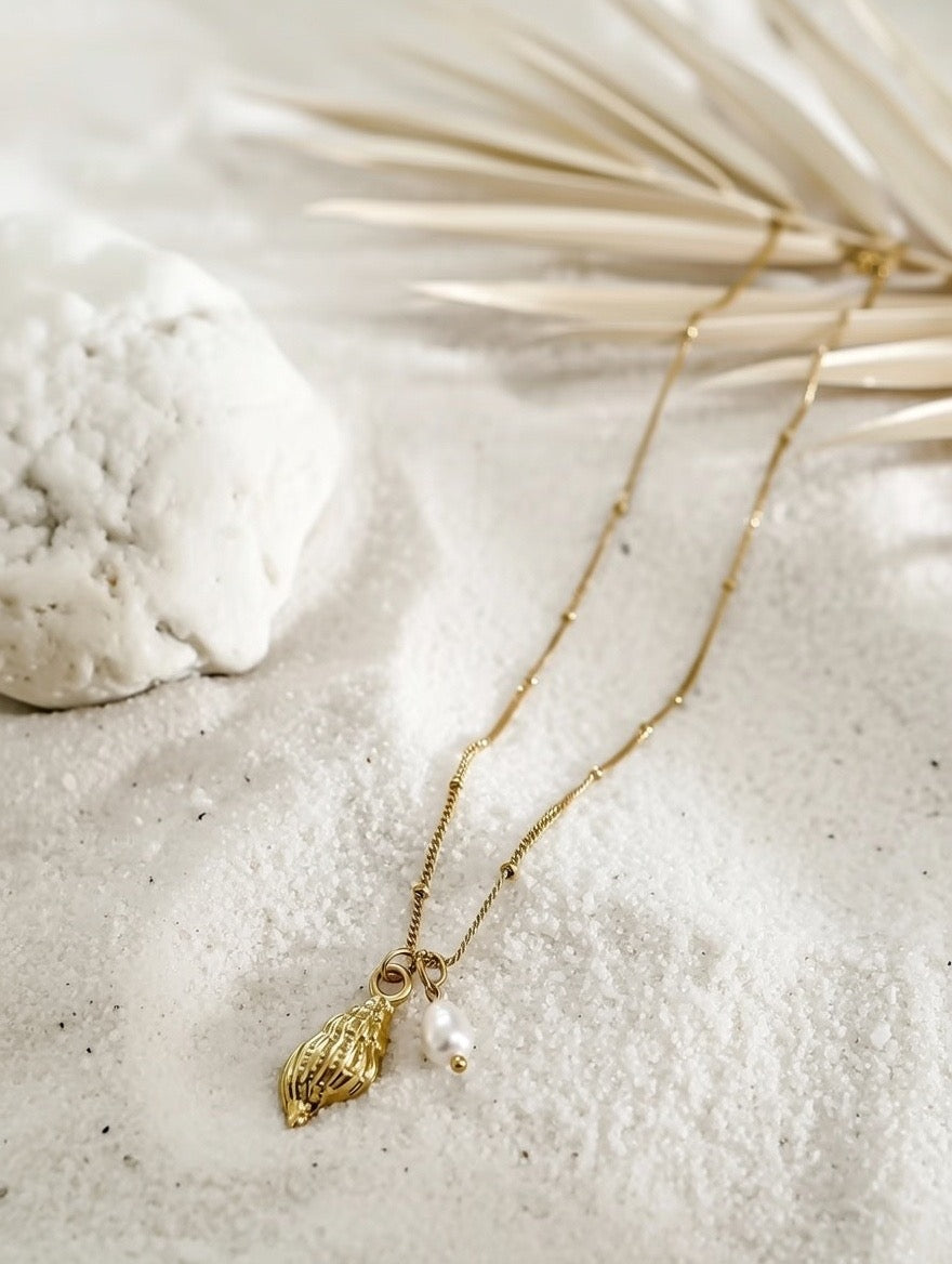 Anine ~ Seashell and Freshwater pearl necklace image 3
