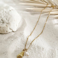 Anine ~ Seashell and Freshwater pearl necklace image 3