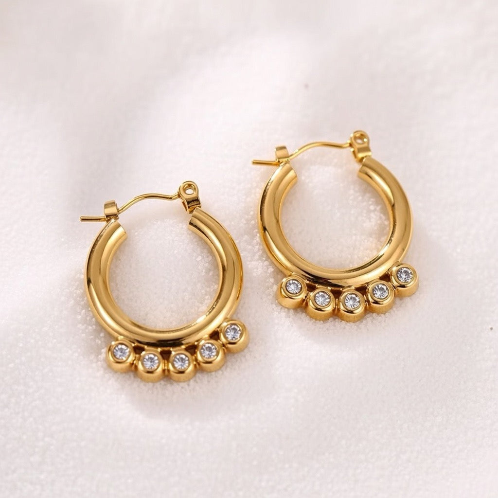 Jasmine ~Hoops with CZ stone image 3