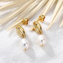 Tash ~ shell and pearl studs image 2