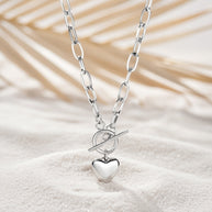 Katie ~ Silver link chain heart necklace image 3