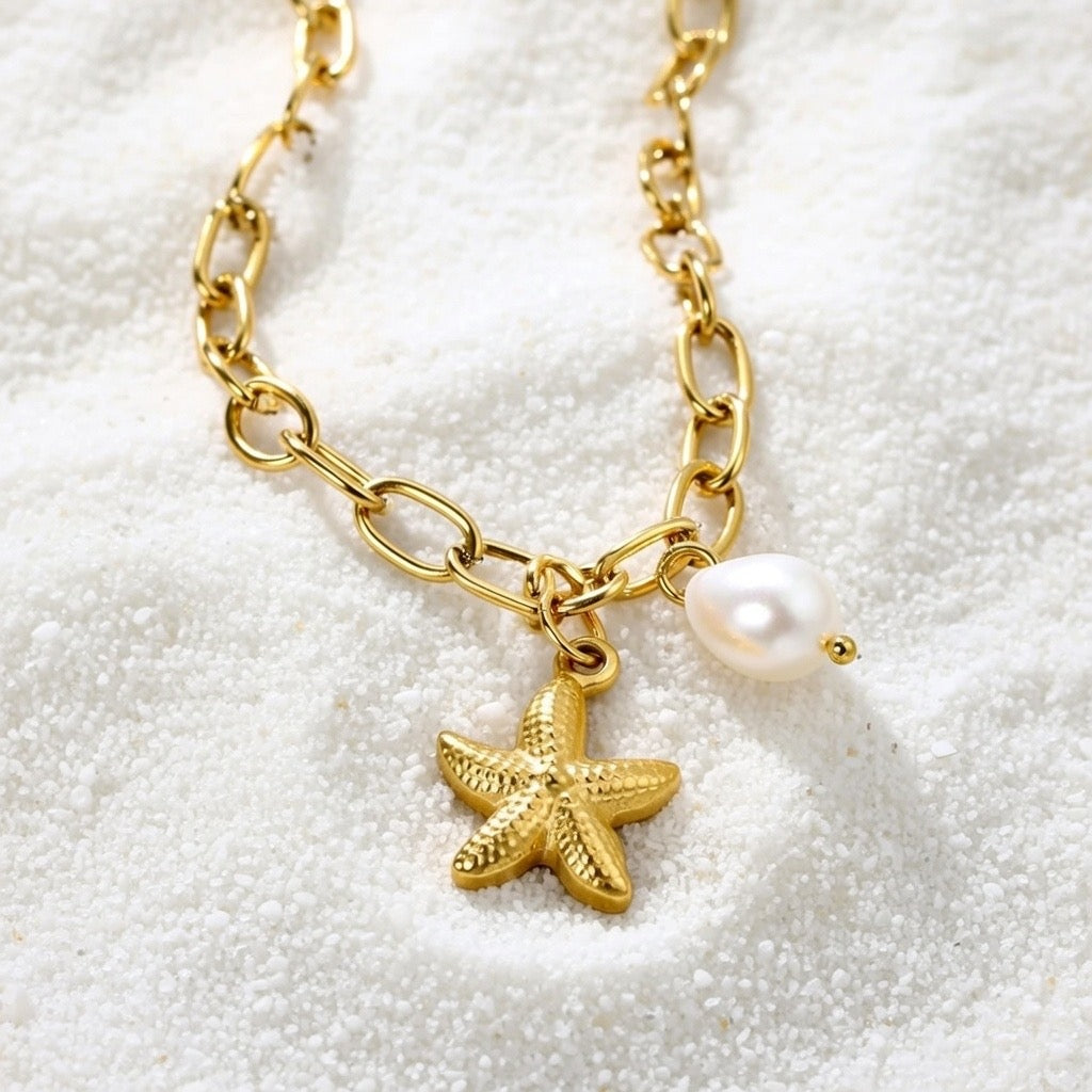 Alyssa ~ Starfish and pearl necklace image 3