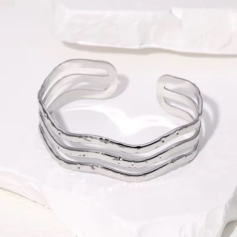 Bondi ~ Silver wave bangle image 2