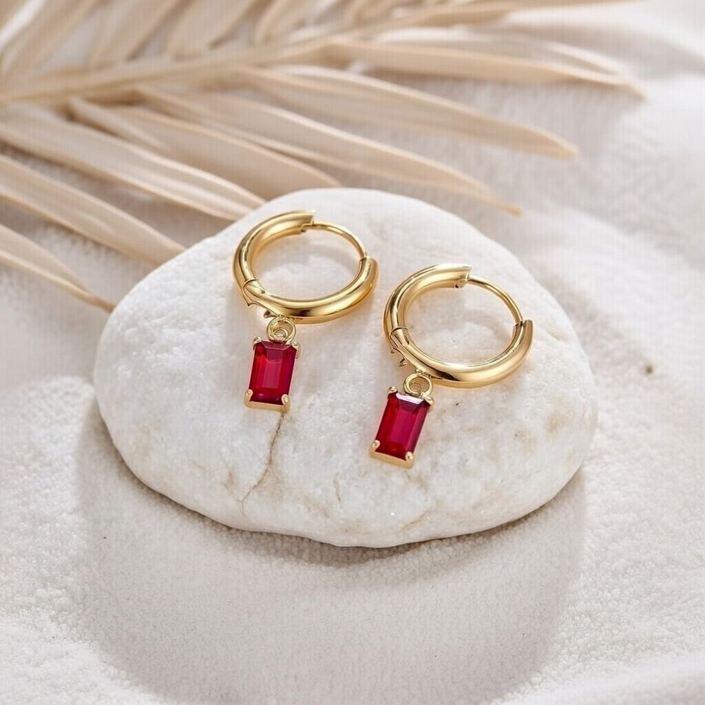 Khalani ~ Dainty Red CZ Huggies image 4