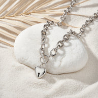 Ruby ~ Silver heart lock necklace image 0