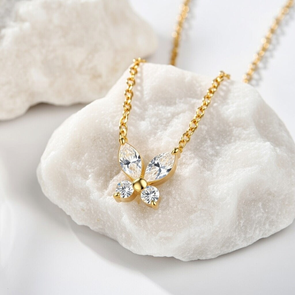 Junie ~ Gold CZ butterfly necklace image 2