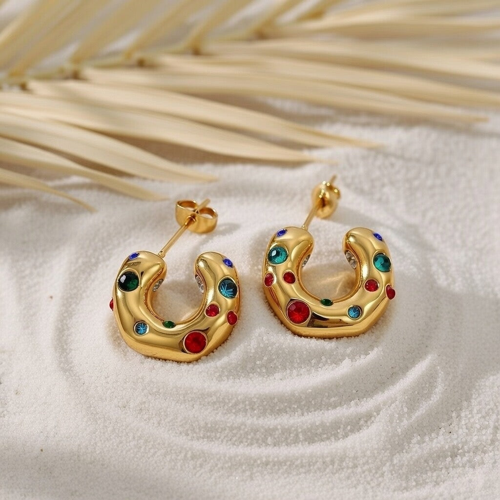 Lennie ~ Half hoop earrings with coloured CZ image 4