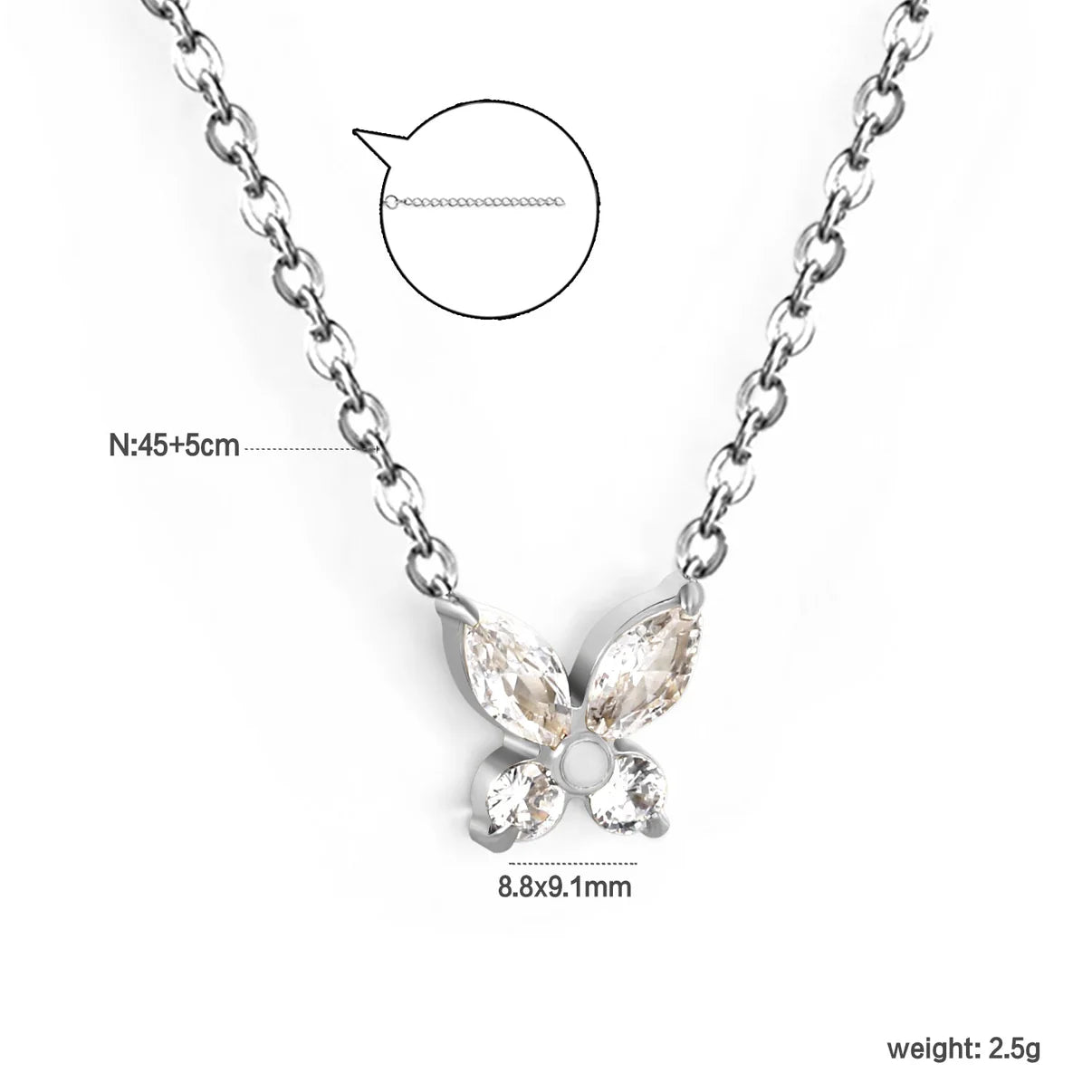 Junie ~ Silver CZ butterfly necklace image 7