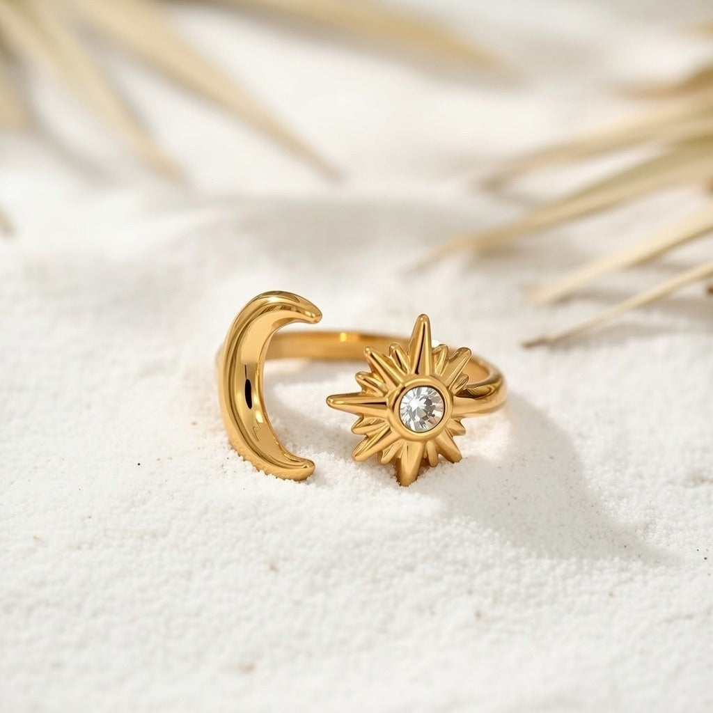 Misty ~ Gold Sun and Moon ring image 3