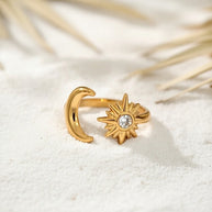 Misty ~ Gold Sun and Moon ring image 3