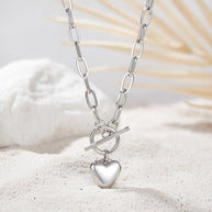 Katie ~ Silver link chain heart necklace image 4