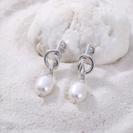 Zemira ~ Silver Knot pearl earrings image 1