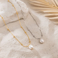 Sage ~ Silver ball chain Freshwater Pearl necklace image 5