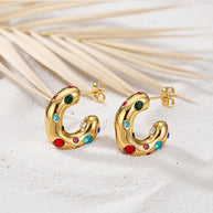 Lennie ~ Half hoop earrings with coloured CZ image 3