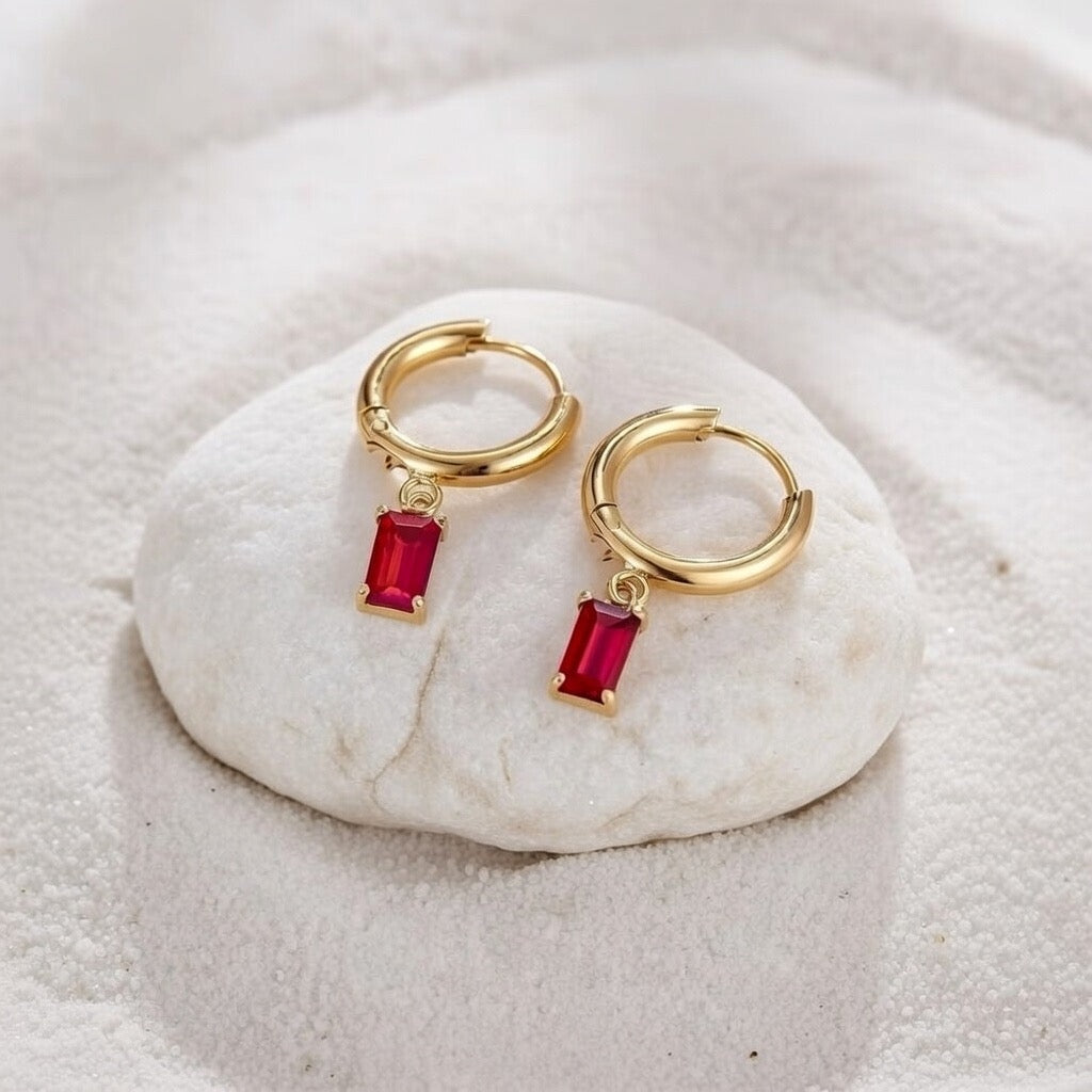 Khalani ~ Dainty Red CZ Huggies image 5