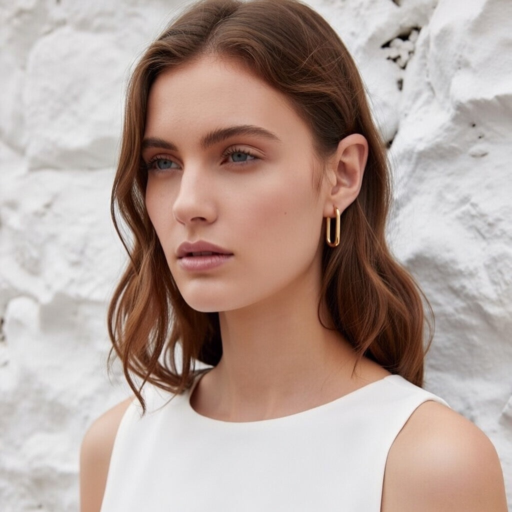 Celine ~ Gold Oval hoops image 1