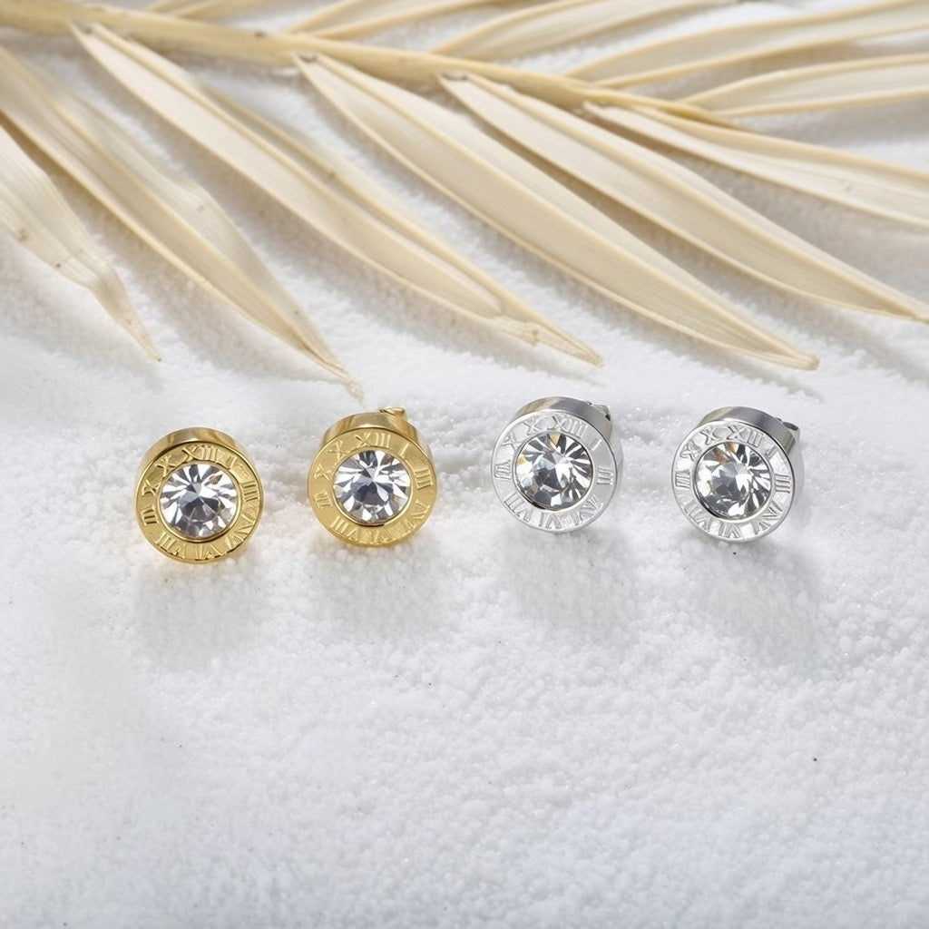 Lennie ~ Silver roman numerals studs image 5