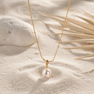 Sage ~ Gold ball chain Freshwater Pearl necklace image 4