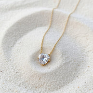 Tiffany ~ Gold CZ stone necklace image 4
