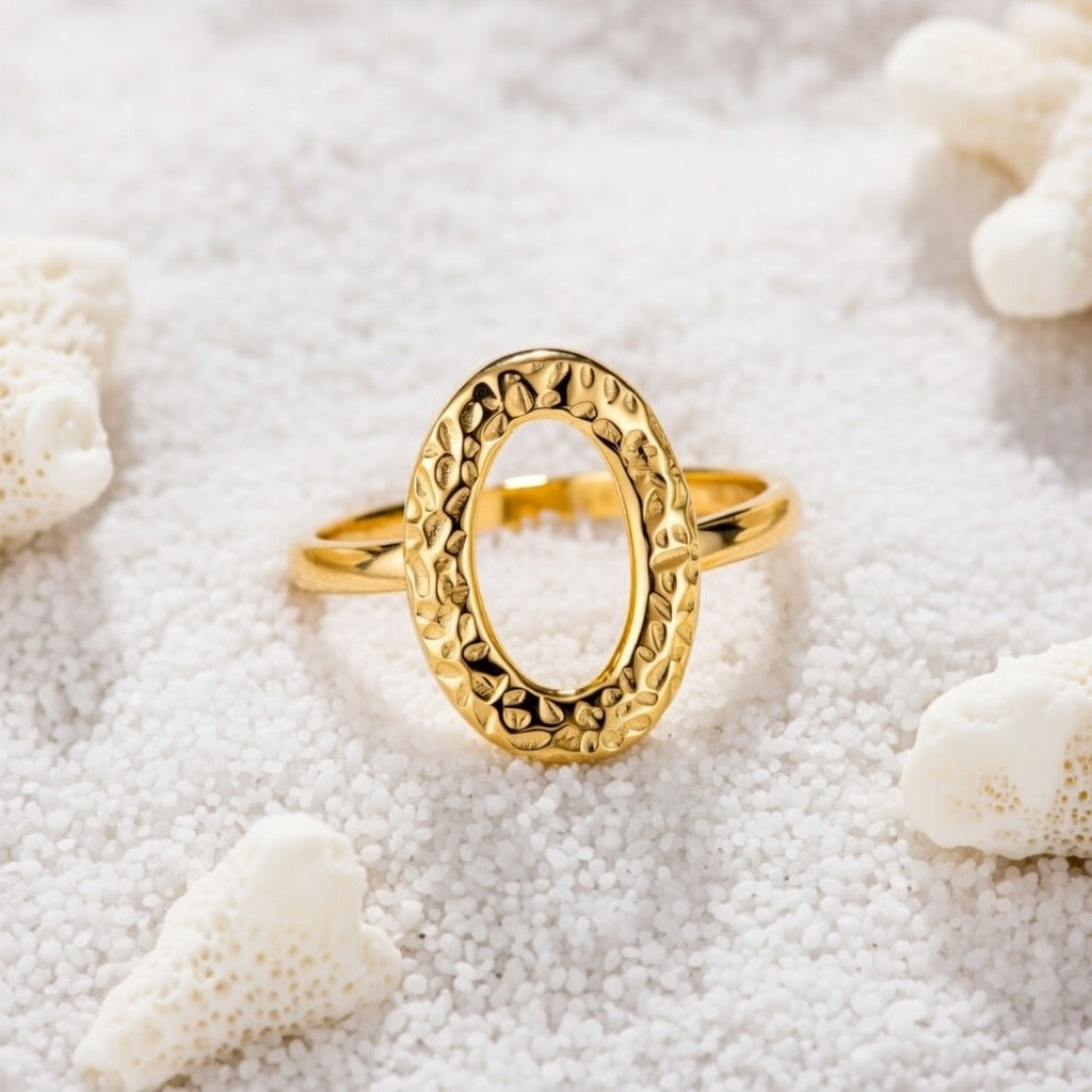 Adele ~ Hammered oval ring image 2