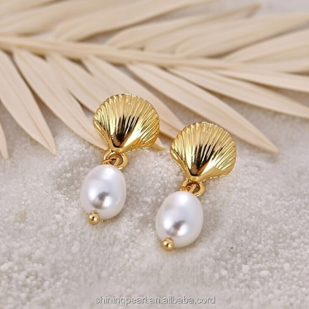 KiKi ~ Seashell & Freshwater pearl earrings image 1