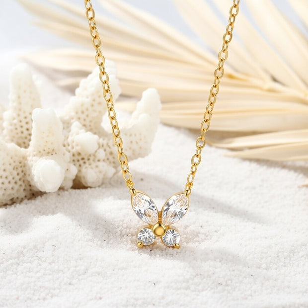 Junie ~ Gold CZ butterfly necklace image 1