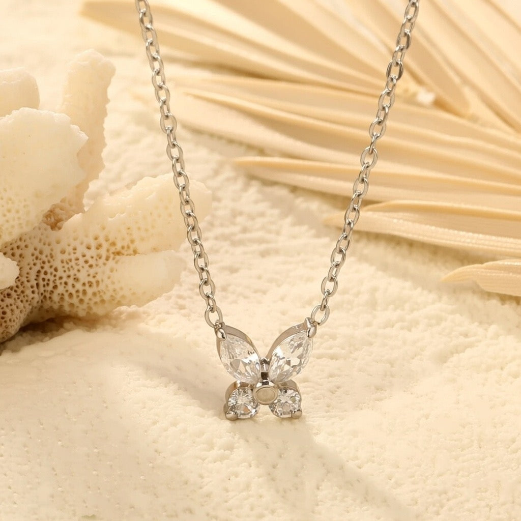 Junie ~ Silver CZ butterfly necklace image 3