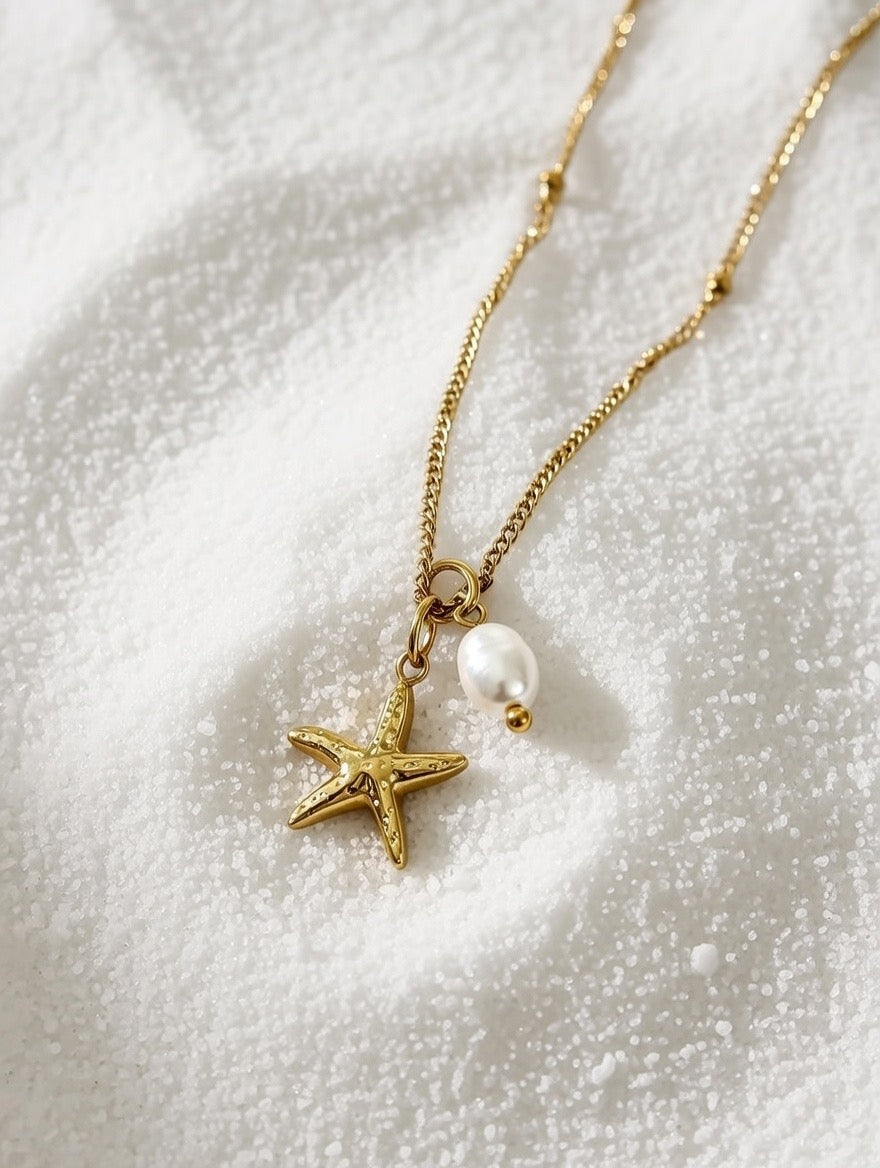 Alexia ~ Starfish and Freshwater pearl necklace image 4