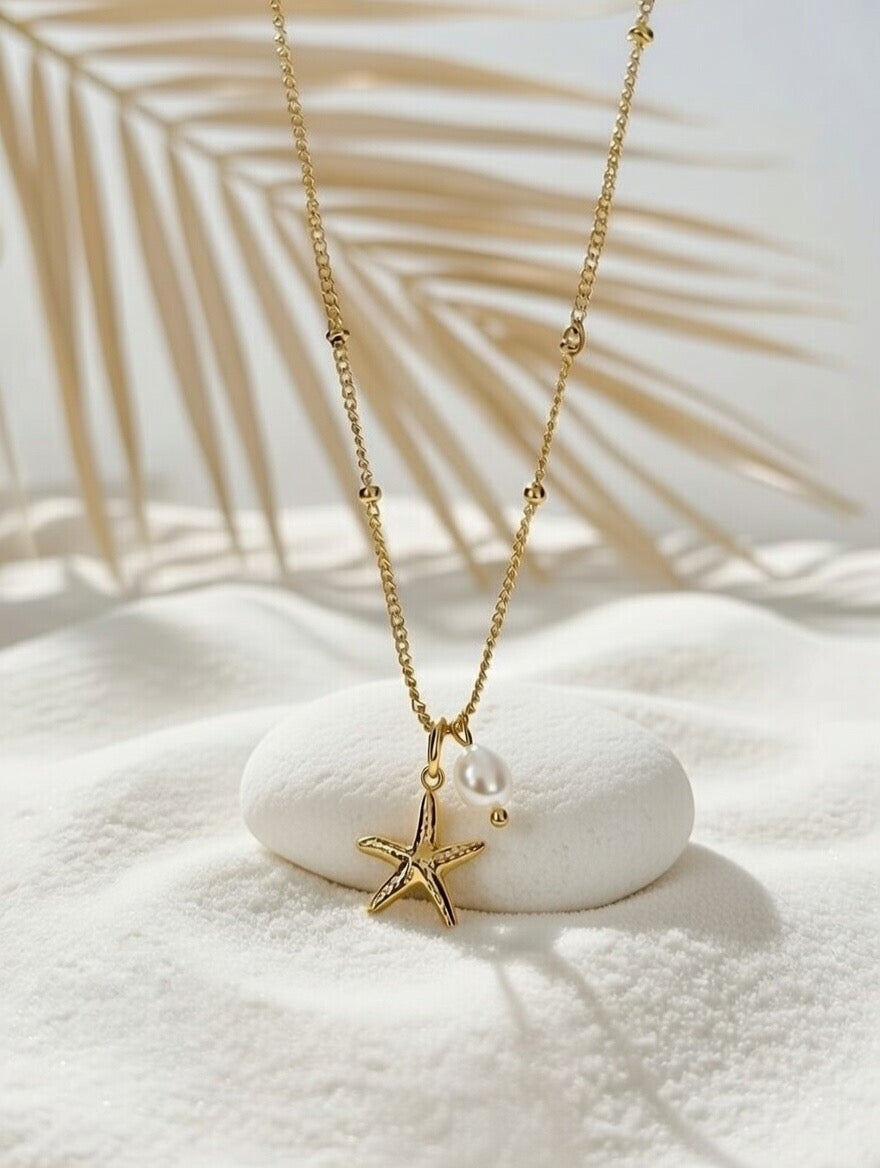 Alexia ~ Starfish and Freshwater pearl necklace image 0