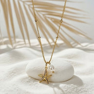 Alexia ~ Starfish and Freshwater pearl necklace image 0