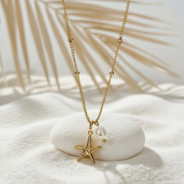 Alexia ~ Starfish and Freshwater pearl necklace image 0