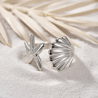 Reni ~  Silver seashell and starfish ring image 3