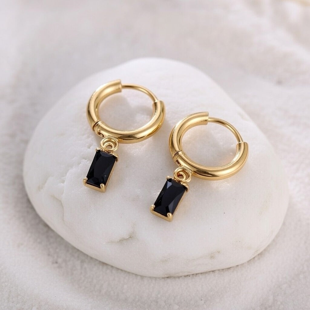 Khalani ~ Dainty Black CZ Huggies image 2
