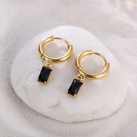Khalani ~ Dainty Black CZ Huggies image 2