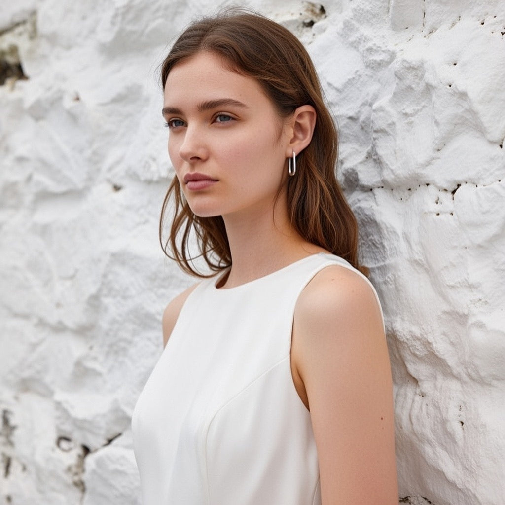 Celine ~ Silver oval hoops image 0