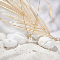 Sage ~ Gold ball chain Freshwater Pearl necklace image 3