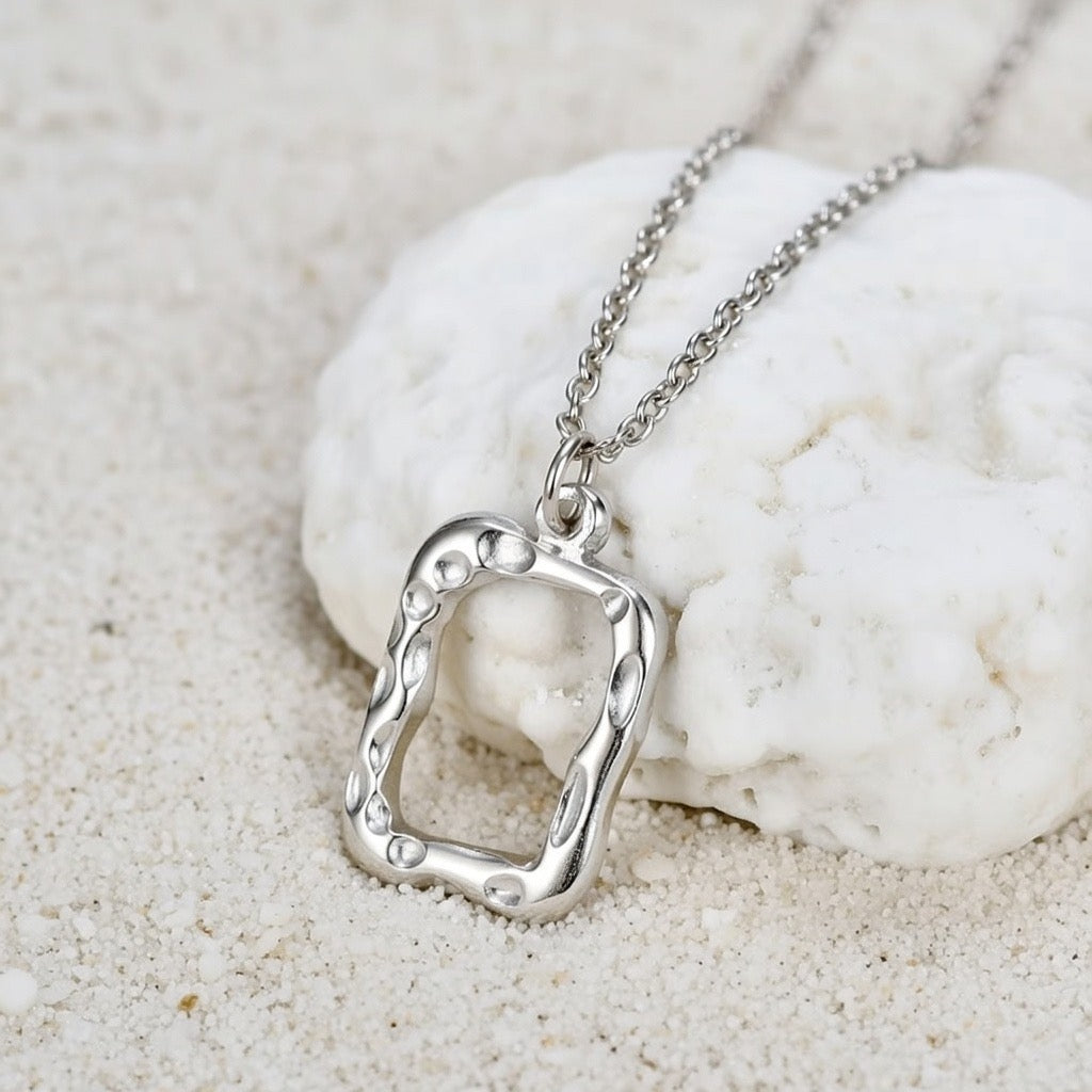 Ivy ~ Silver square abstract necklace image 4
