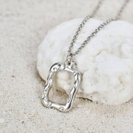 Ivy ~ Silver square abstract necklace image 4