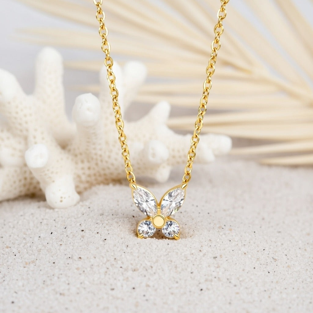 Junie ~ Gold CZ butterfly necklace image 3