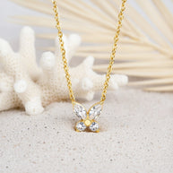 Junie ~ Gold CZ butterfly necklace image 3